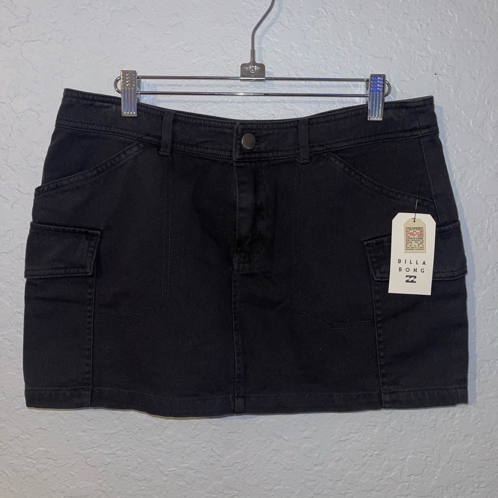 NWT - Billabong Black Denim Mini Skirt